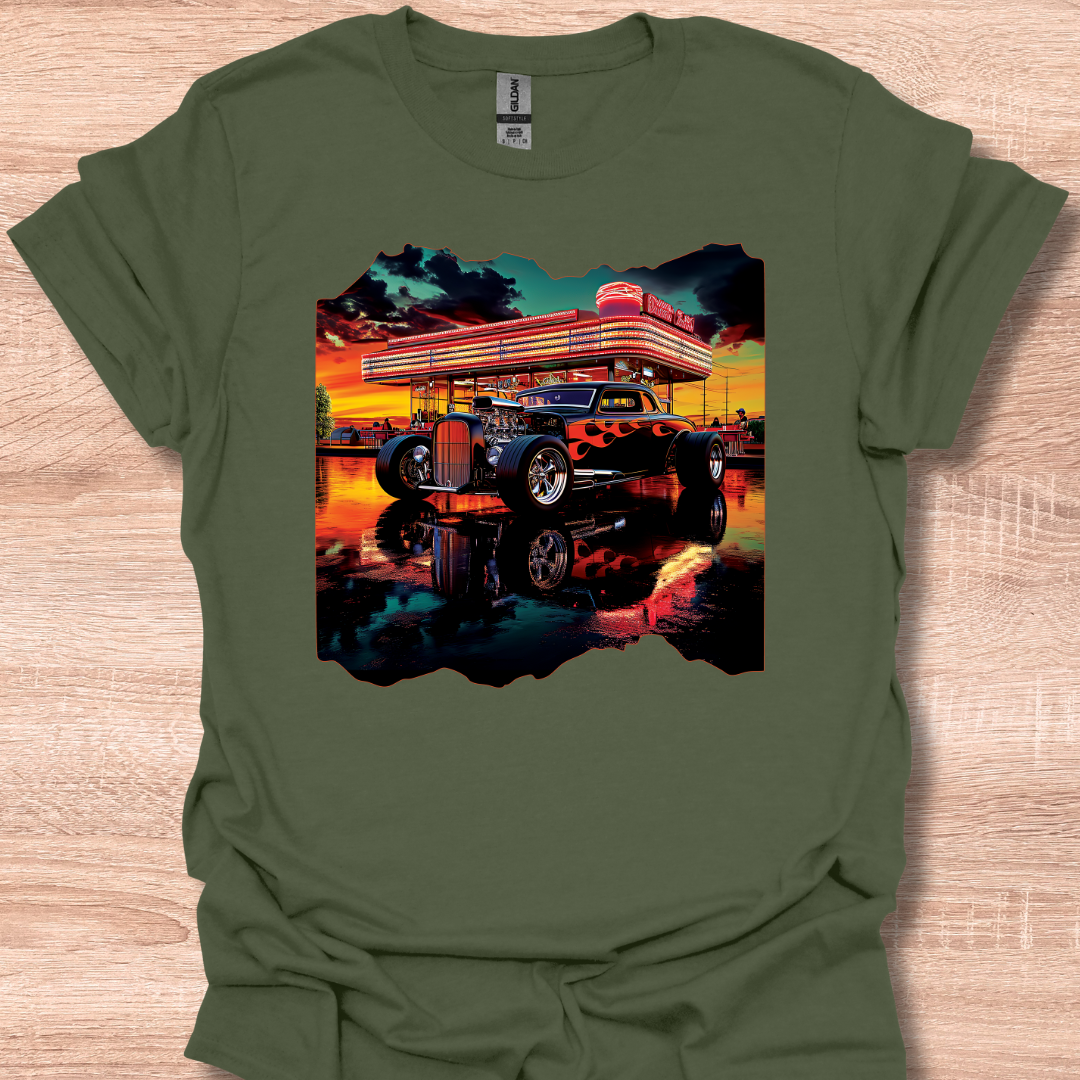 Classic Hot Rod Retro Vintage Custom Hotrod Car Illustration