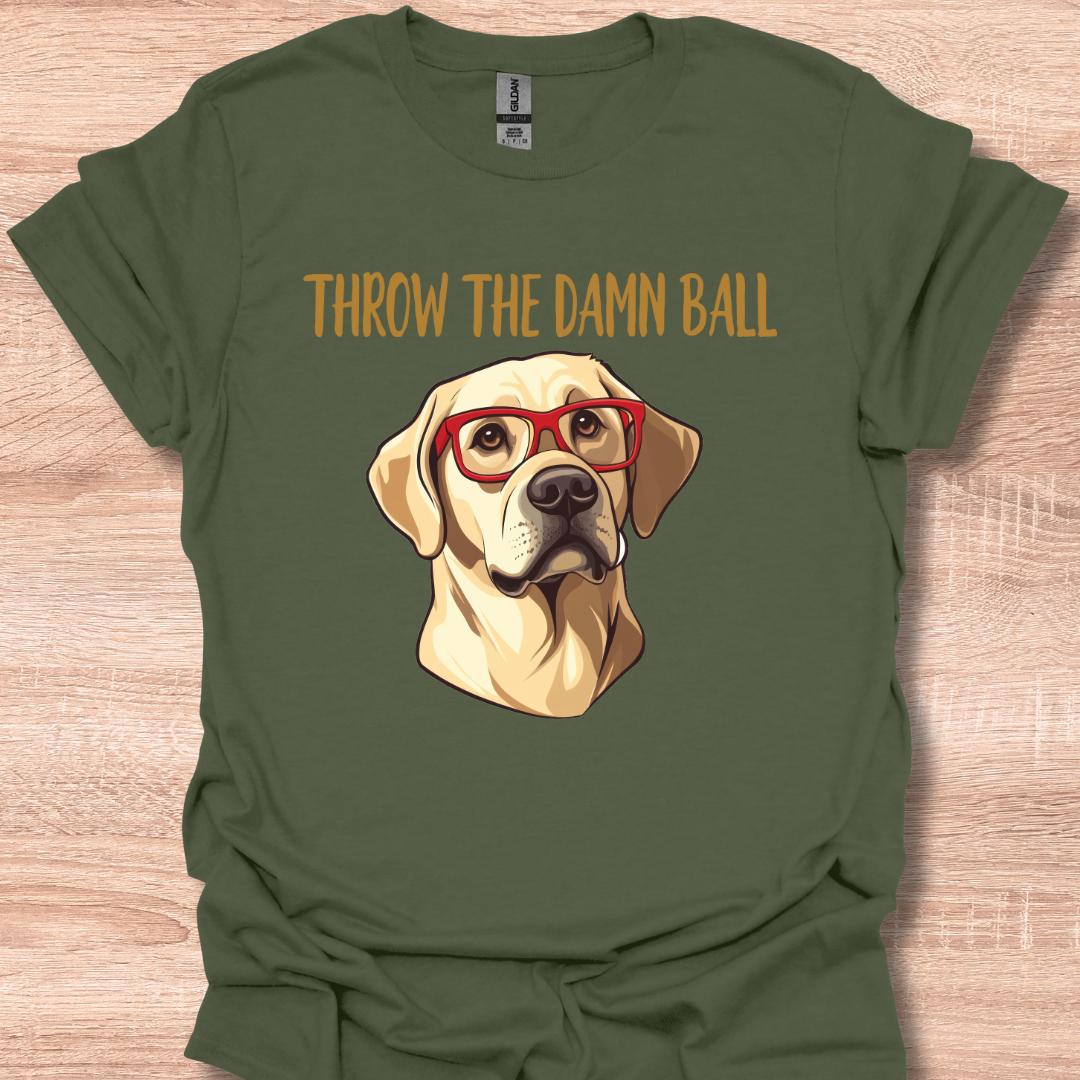 Yellow Lab Throw The Damn Ball Funny Labrador Retriever