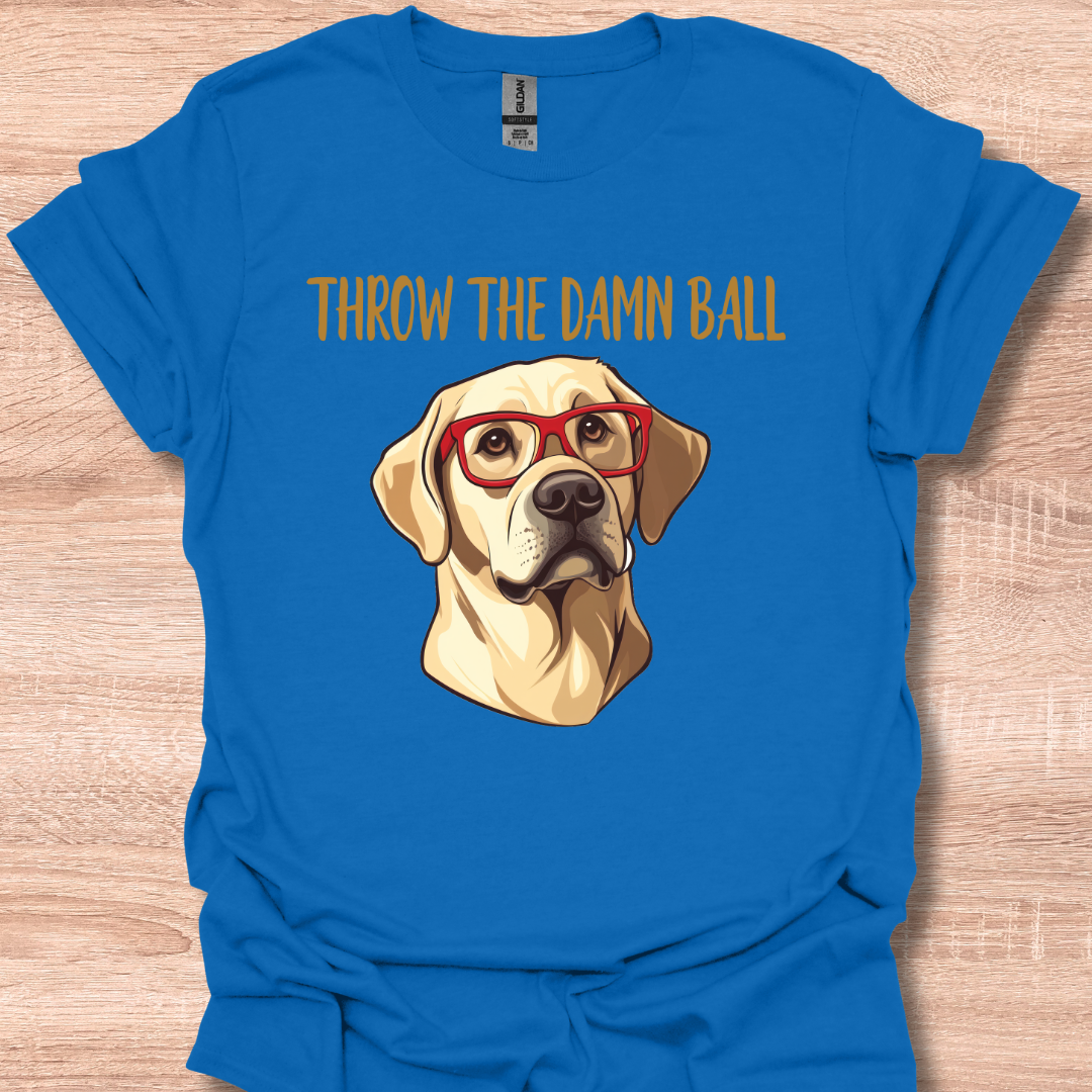 Yellow Lab Throw The Damn Ball Funny Labrador Retriever