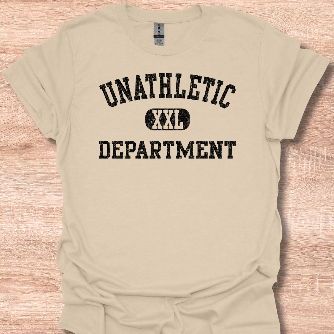 Unathletic Department XXL Funny Gym Humor Retro Vintage T-Shirt