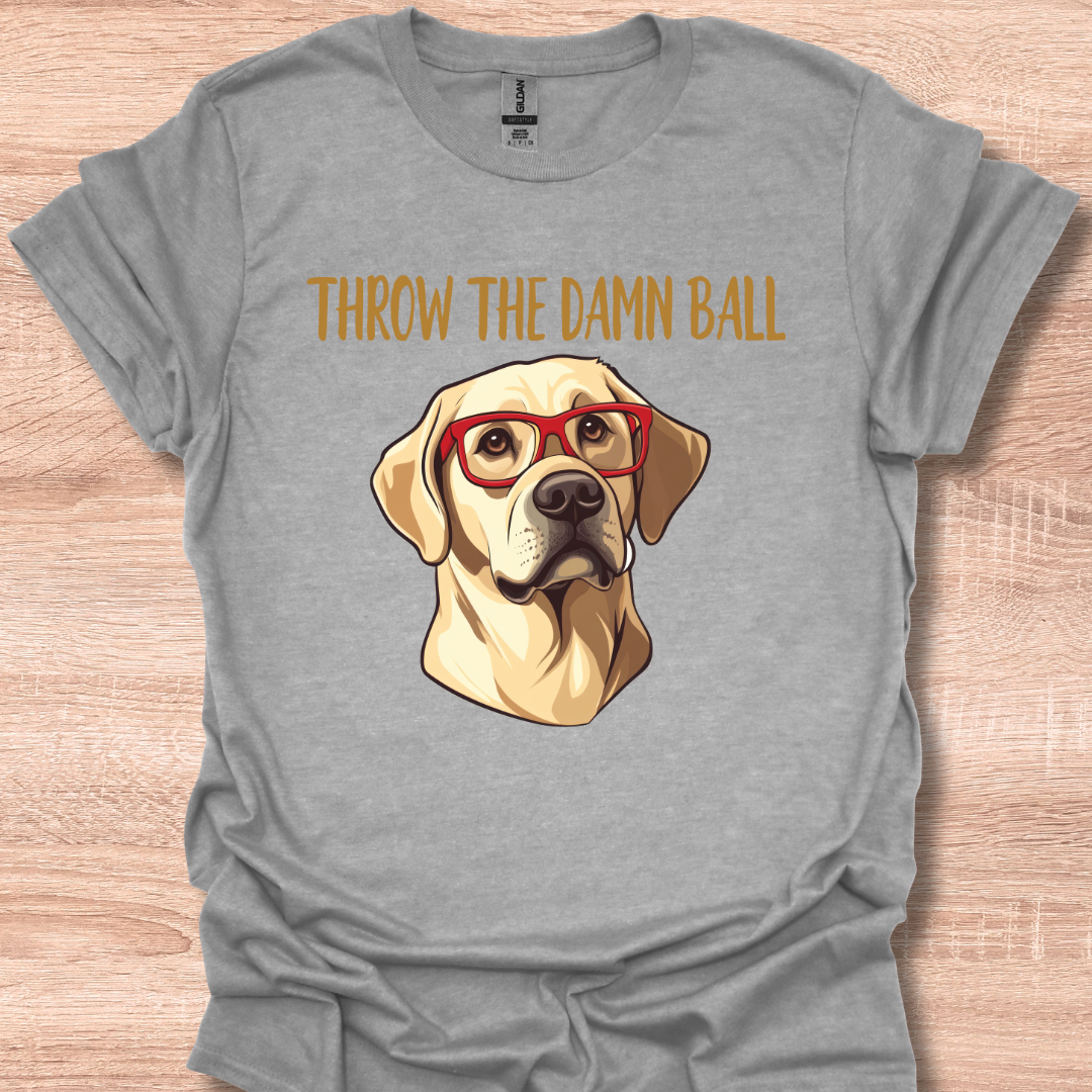 Yellow Lab Throw The Damn Ball Funny Labrador Retriever