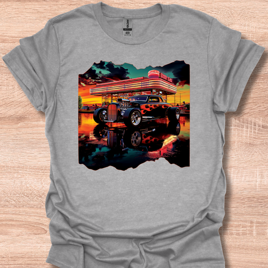 Classic Hot Rod Retro Vintage Custom Hotrod Car Illustration